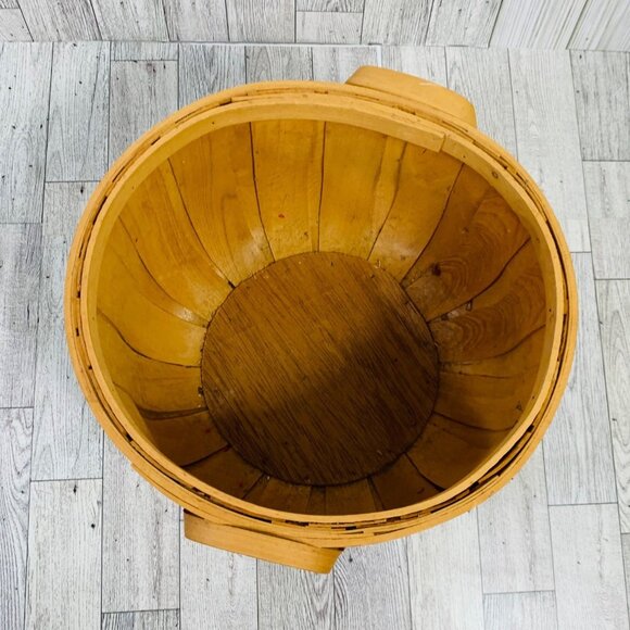 Rustic Wooden Bushel Basket Storage Handles Farmers Market Home Cabin Decor 11" - Picture 6 of 9